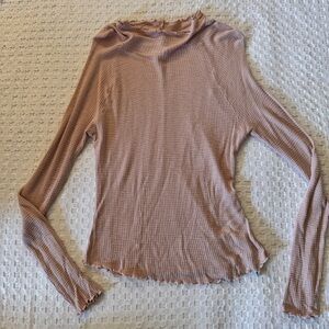 Free People | Make It Easy Thermal Top | Dusty Rose Pink Waffle Knit | L | NWOT